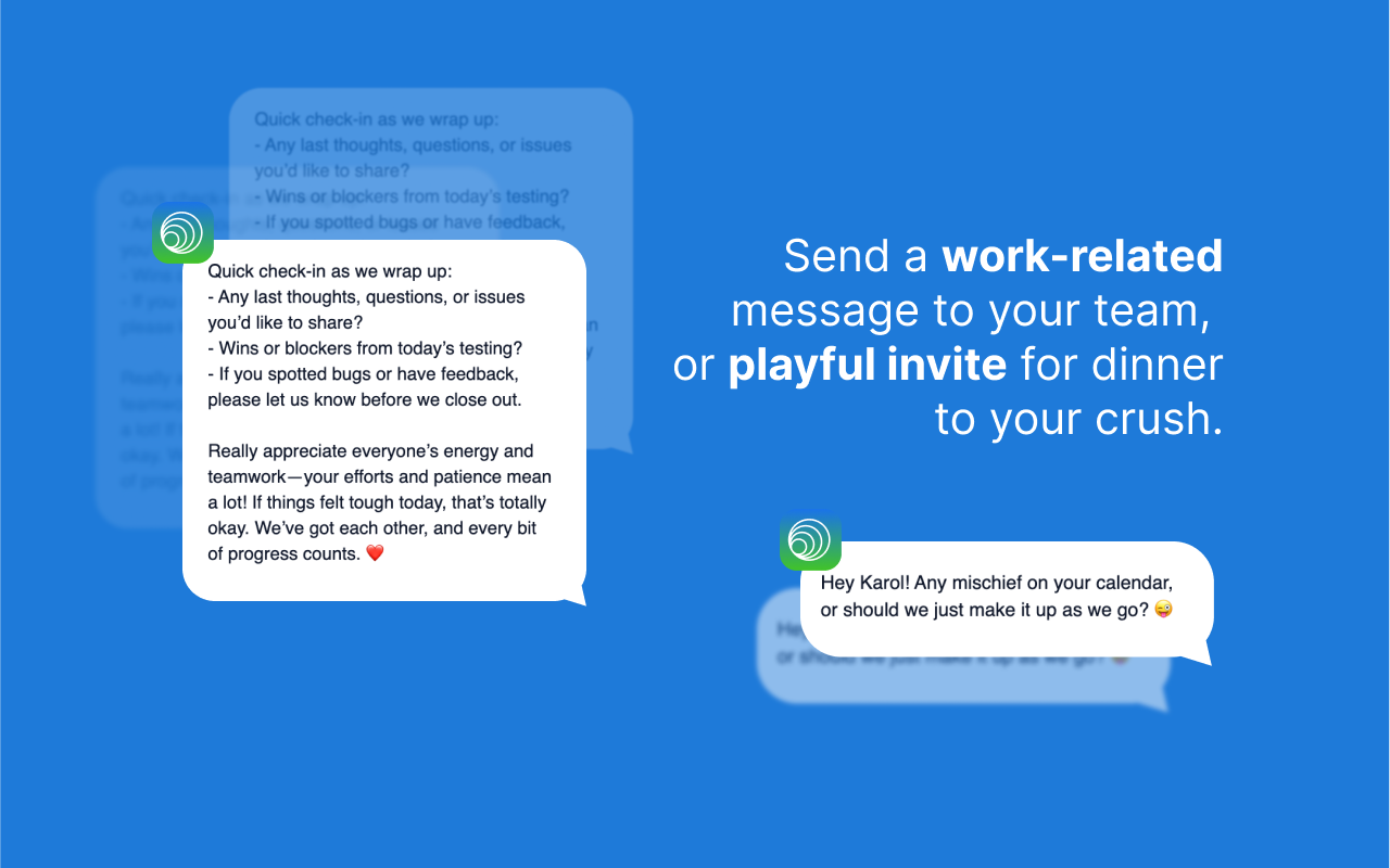 Official GRAIS product image showing examples of AI-assisted work and personal replies. Image: GRAIS/Chrome Web Store.